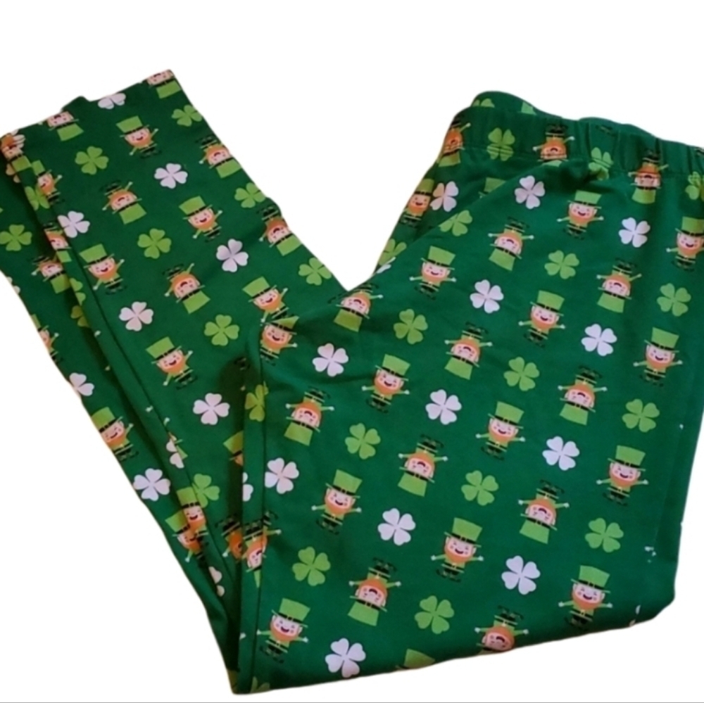 Nobo St Patricks Day Leggings Size 15 /17 Pants Green Leperchaun